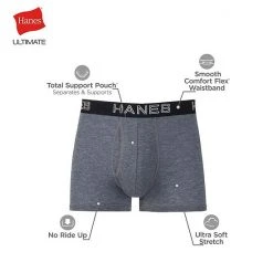 Men's Hanes Ultimate® 4-Pack Comfort Flex Fit® Total Support Pouch™ Trunks Black Grey 9 Men's Hanes Ultimate® 4-Pack Comfort Flex Fit® Total Support Pouch™ Trunks Black Grey -Hanes Shop unnamed file 632