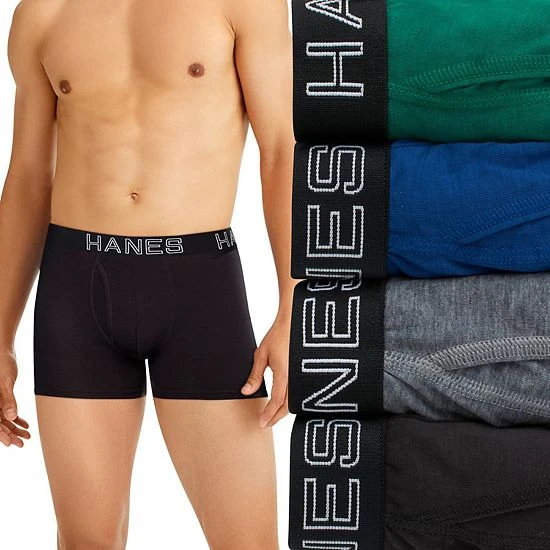 Men's Hanes Ultimate® 4-Pack Comfort Flex Fit® Total Support Pouch™ Trunks Black Grey 5 Men's Hanes Ultimate® 4-Pack Comfort Flex Fit® Total Support Pouch™ Trunks Black Grey - Image 5