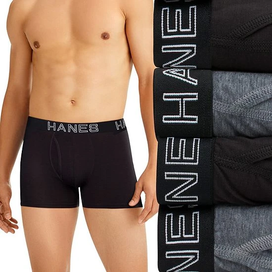 Men's Hanes Ultimate® 4-Pack Comfort Flex Fit® Total Support Pouch™ Trunks Black Grey 6 Men's Hanes Ultimate® 4-Pack Comfort Flex Fit® Total Support Pouch™ Trunks Black Grey - Image 6