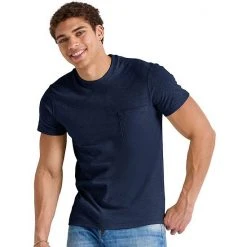 Men's Hanes Originals Tri-Blend Pocket Tee Blue Jay Pe Heather -Hanes Shop unnamed file 672