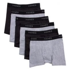 Boys 8-20 Hanes® 5+1 Bonus Pack Ultimate Boxer Briefs Black Gray
