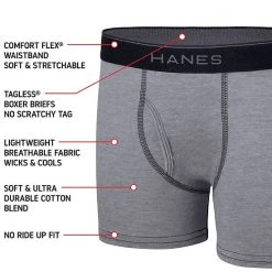 Boys 8-20 Hanes® 5+1 Bonus Pack Ultimate Boxer Briefs Black Gray -Hanes Shop unnamed file 688