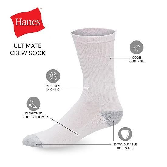 Men's Hanes Ultimate® 12-pack Low-Cut Socks White 3 Men's Hanes Ultimate® 12-pack Low-Cut Socks White - Image 3