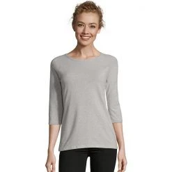 Women's Hanes® Three-Quarter Sleeve Raglan Tee Paleo Pink -Hanes Shop unnamed file 872