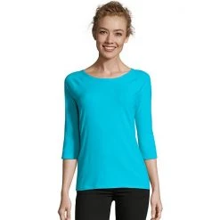 Women's Hanes® Three-Quarter Sleeve Raglan Tee Paleo Pink -Hanes Shop unnamed file 874